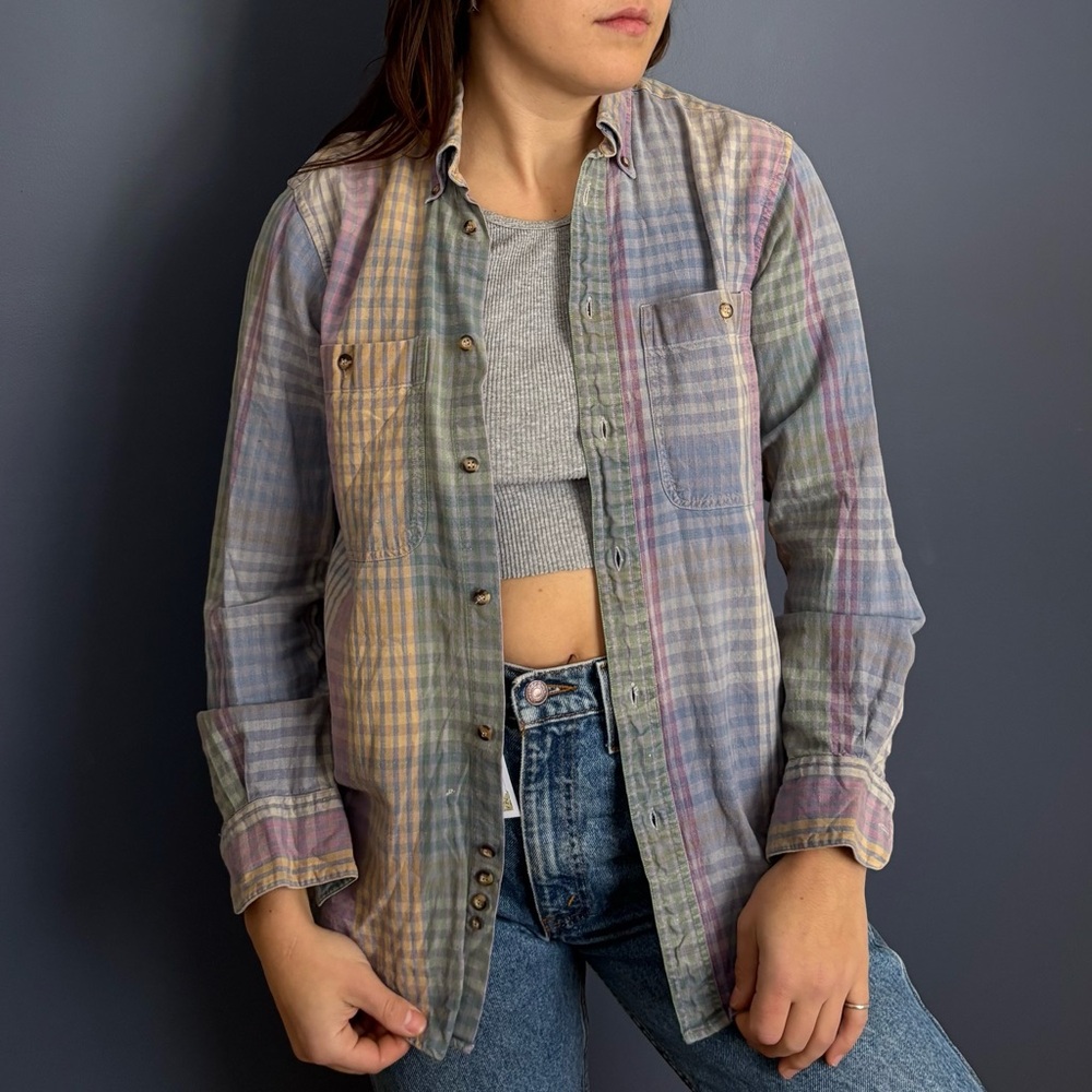 Vintage Boston Traders Pastel Plaid Cotton Shirt